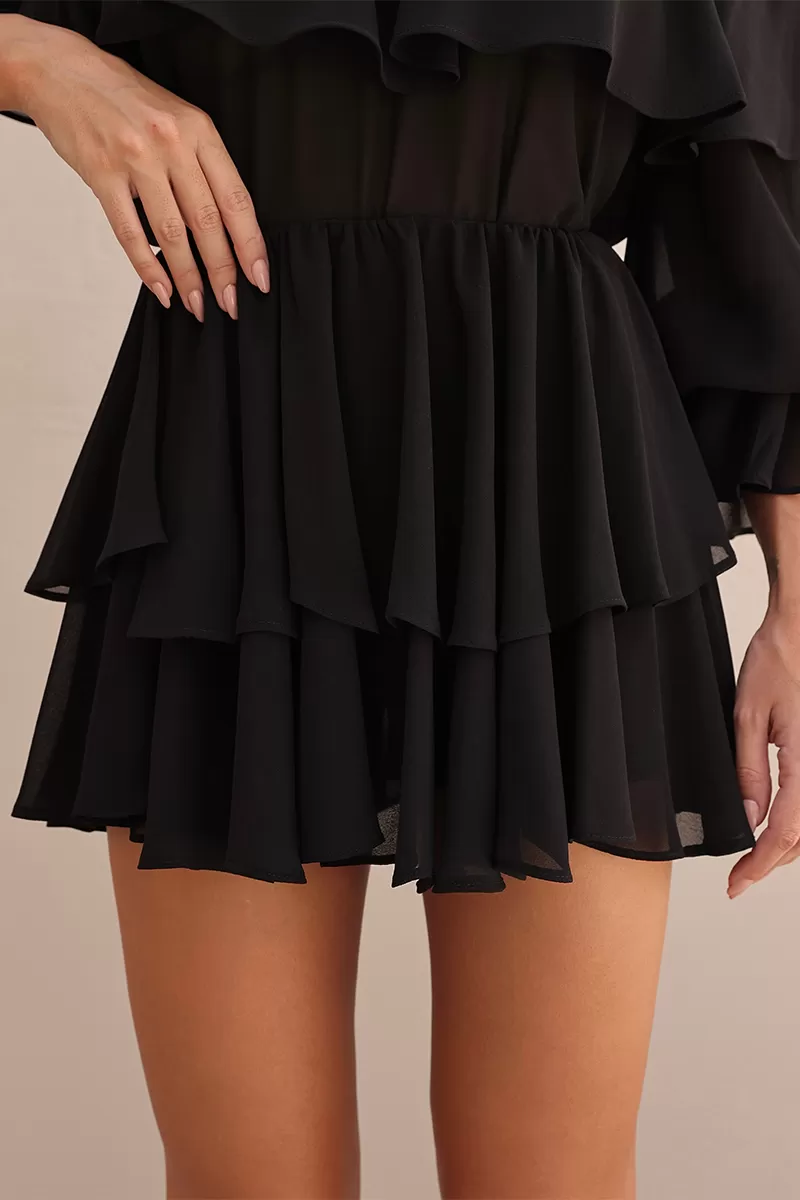 Dot Clothing - Set Dot Clothing Shirt and Shorts frill Black - 2722PRETO