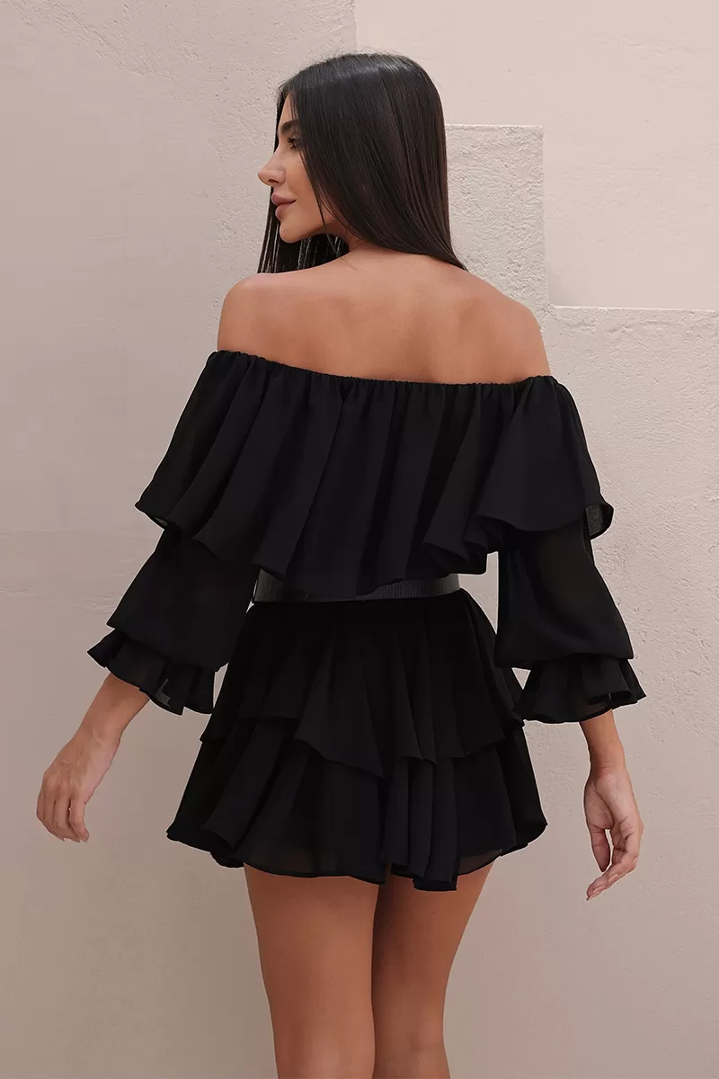 Dot Clothing - Set Dot Clothing Shirt and Shorts frill Black - 2722PRETO