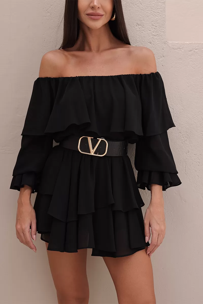 Dot Clothing - Set Dot Clothing Shirt and Shorts frill Black - 2722PRETO