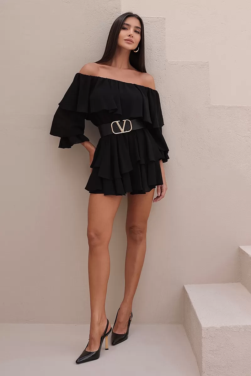 Dot Clothing - Set Dot Clothing Shirt and Shorts frill Black - 2722PRETO