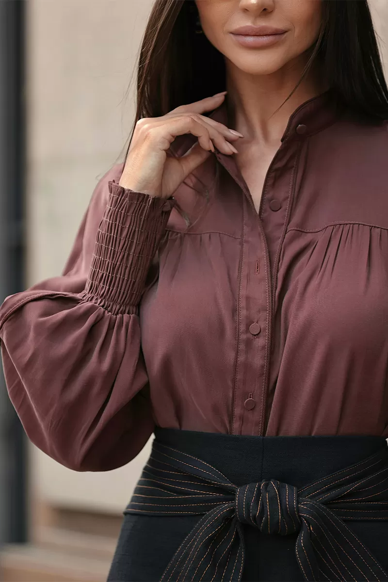 Dot Clothing - Camisa Dot Clothing Com Viés Marrom - 2691MARROM