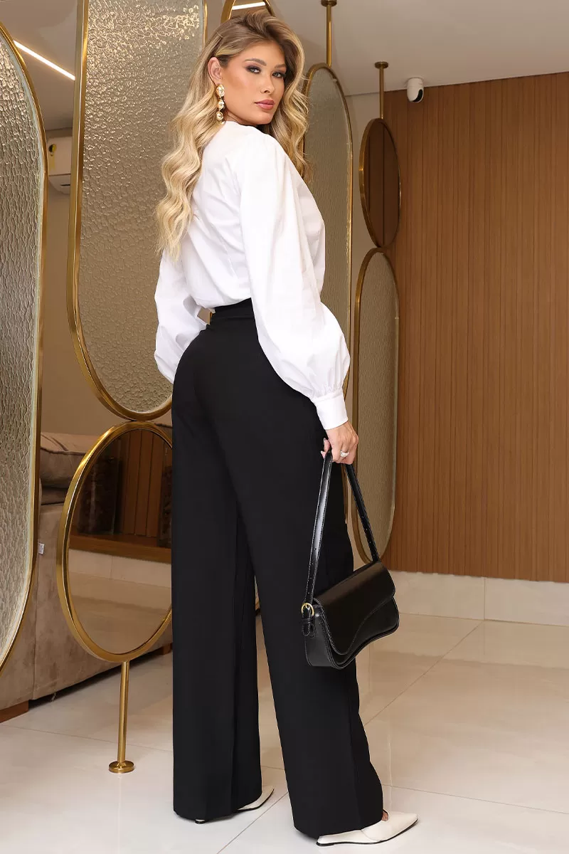 Miss Misses - Alicia Crew Neck Long Sleeve White Shirt - 54558005