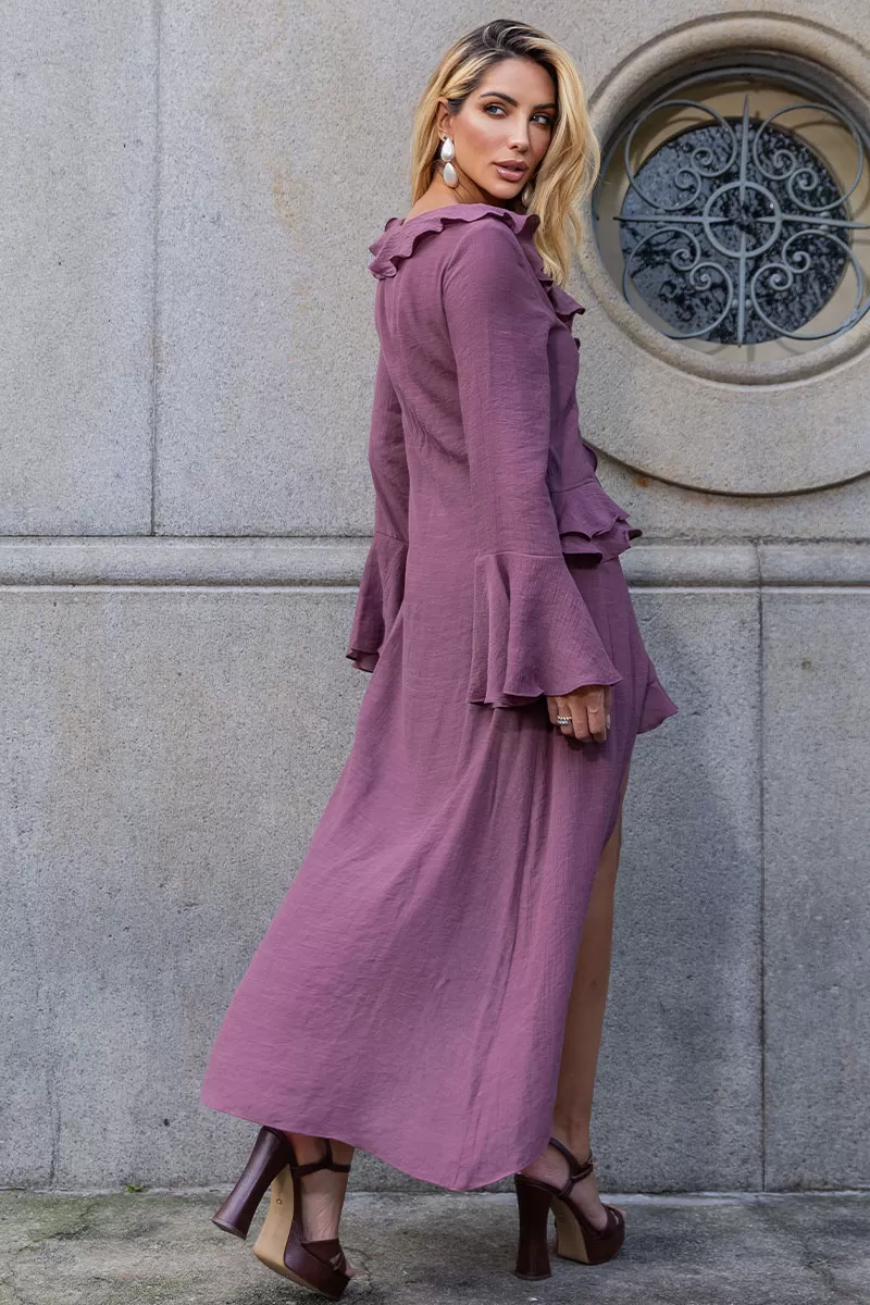 Miss Misses - Conjunto Shorts C/ Babado E Manga Longa Uva - 54529203