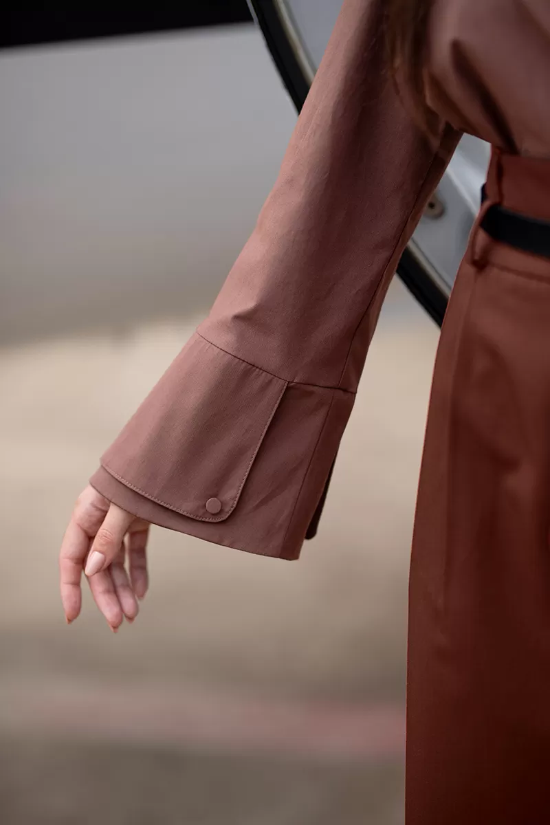 Dot Clothing - Camisa Dot Clothing Manga Dupla Sino Café - 2728MARROM