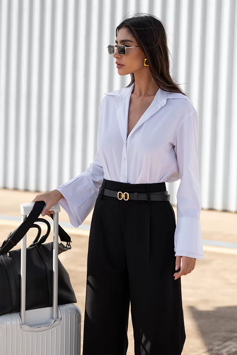 Dot Clothing - Dot Clothing Double Bell Sleeve White Shirt - 2728BRANCO