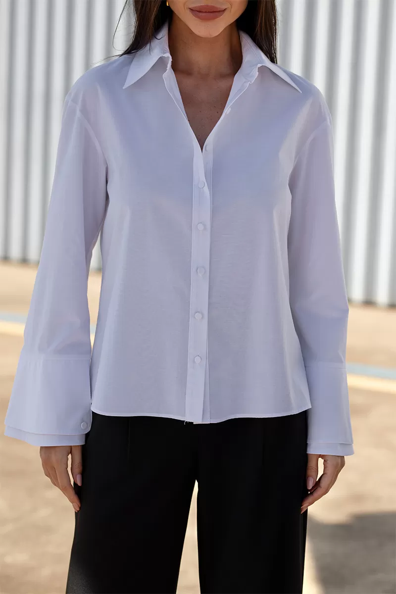 Dot Clothing - Dot Clothing Double Bell Sleeve White Shirt - 2728BRANCO