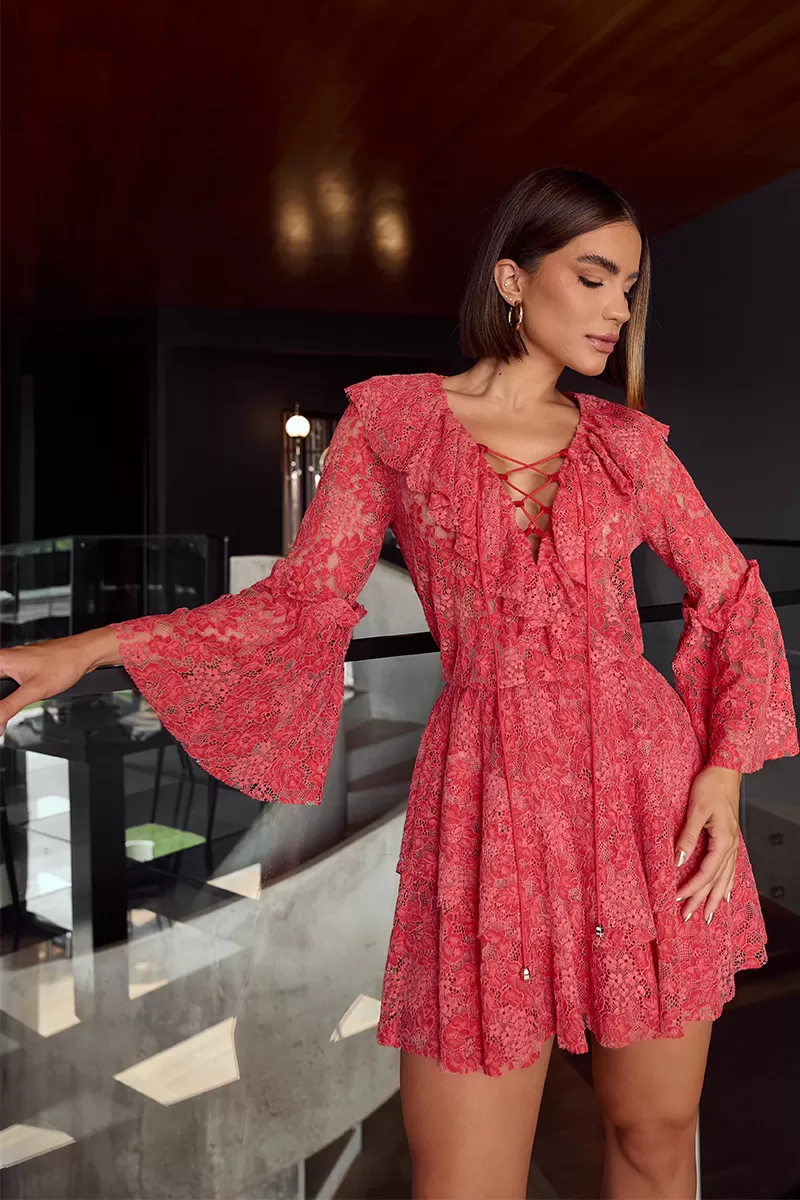 Dot Clothing - Short Dress Dot Clothing Lace Currant - 2705VERM