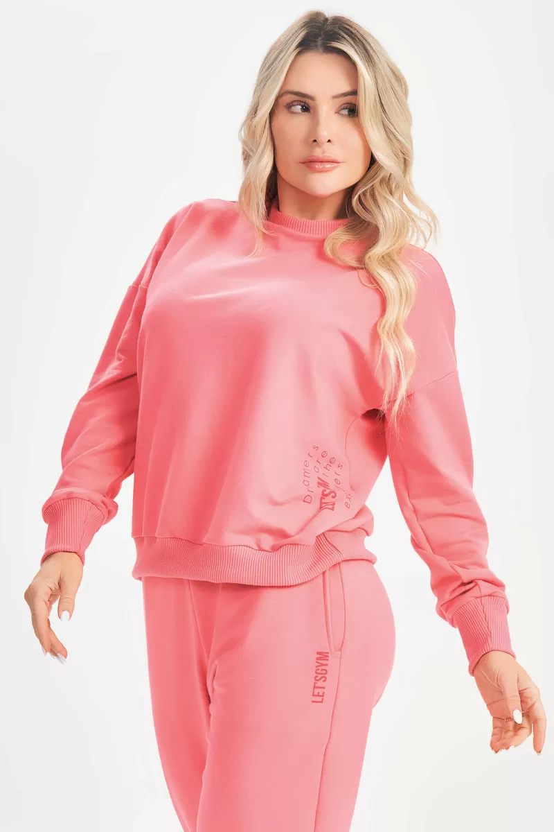 Lets Gym - Moletom Relax Rosa - 2632RO