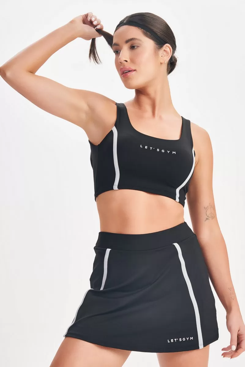Lets Gym - Black Drop Shot Crop Top - 2684PT