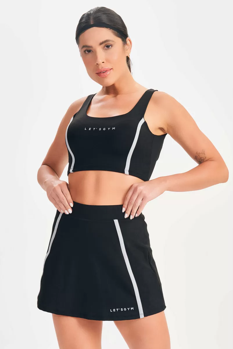 Lets Gym - Black Drop Shot Crop Top - 2684PT