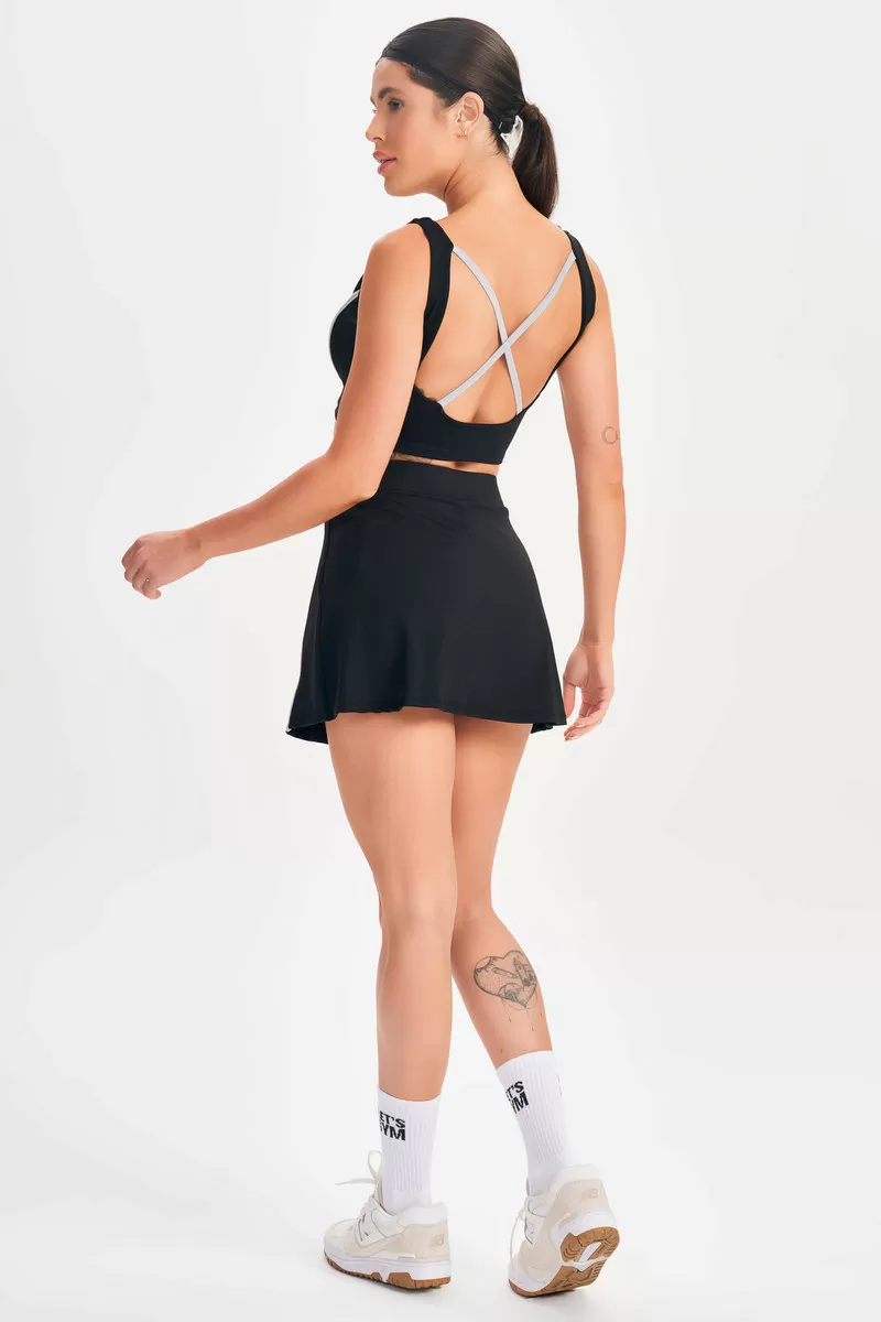 Lets Gym - Black Drop Shot Crop Top - 2684PT