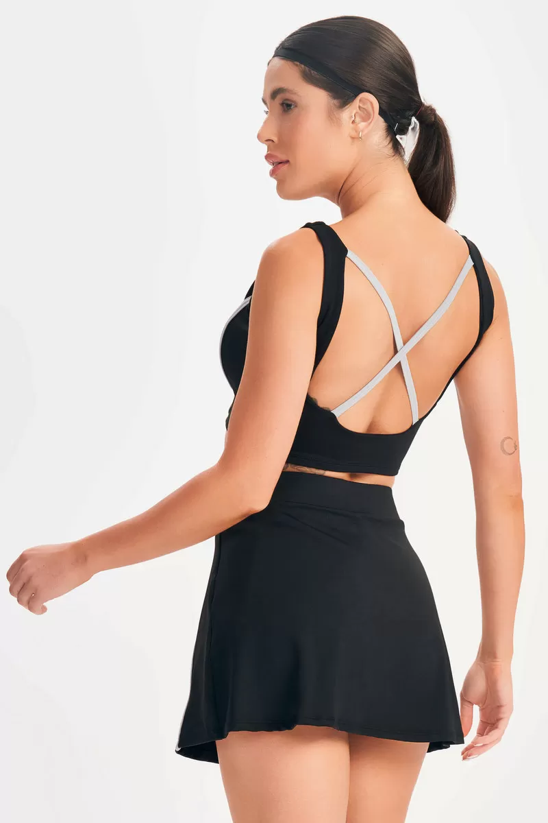 Lets Gym - Black Drop Shot Crop Top - 2684PT