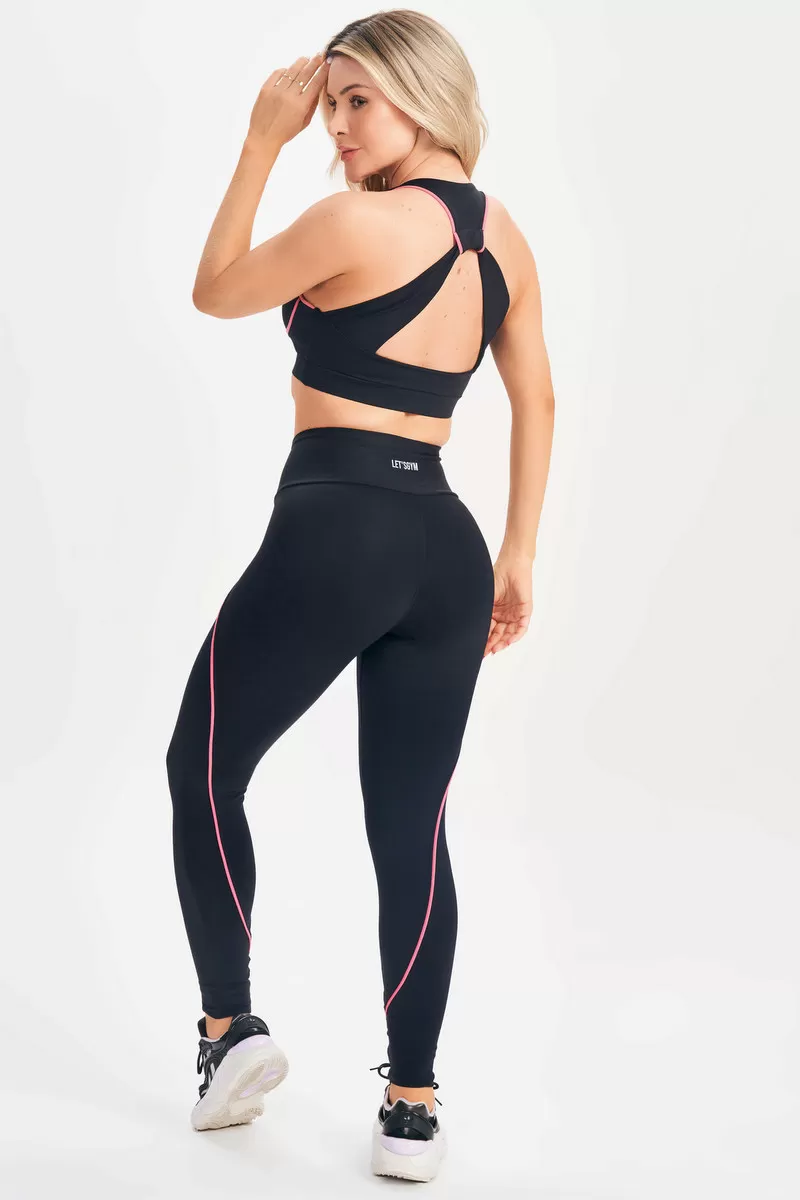 Lets Gym - Black Elastic Leggings - 2588PT