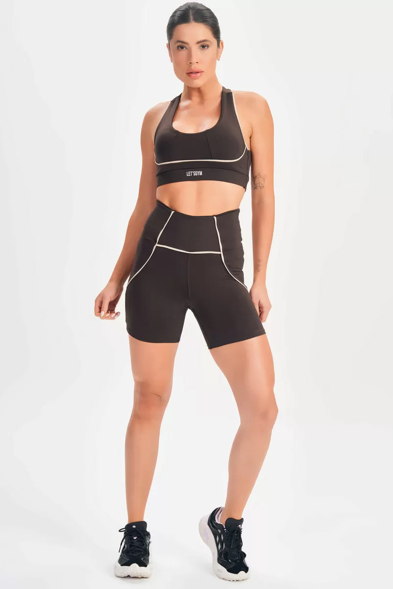 Lets Gym - Elastic Coffee Shorts - 2589CF