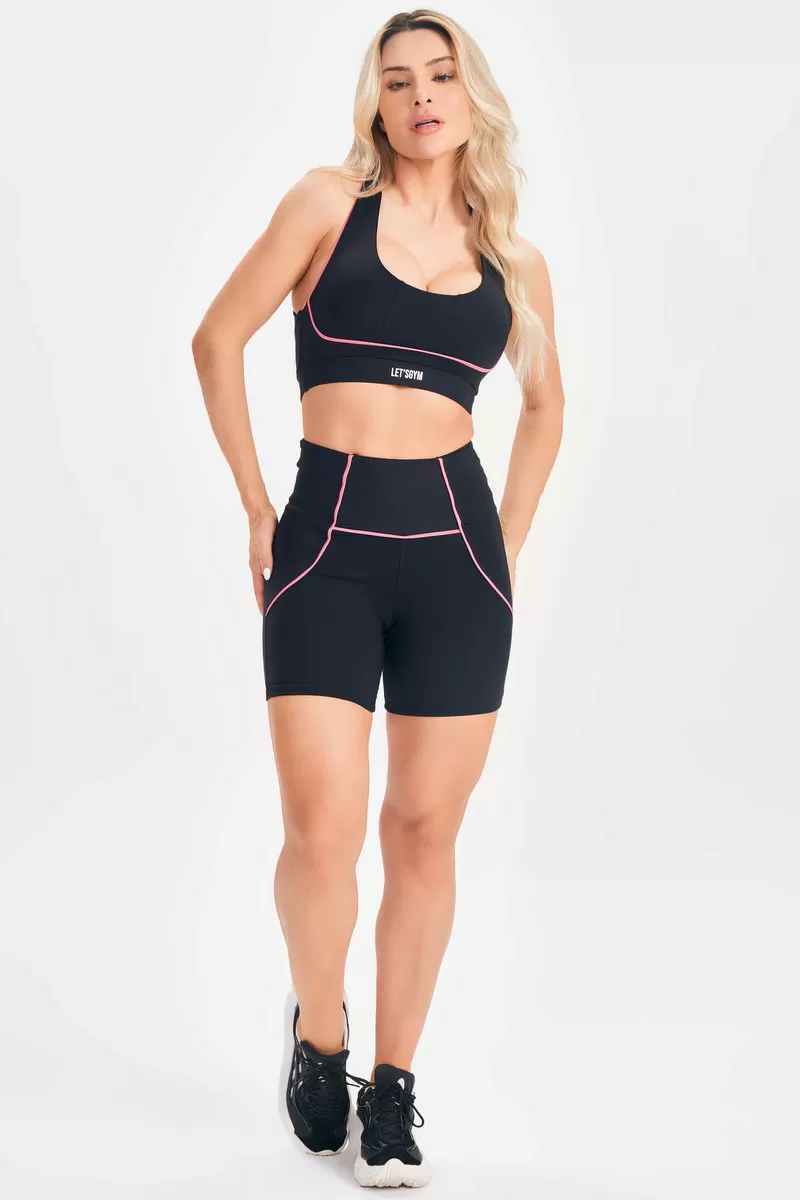 Lets Gym - Shorts Elastic Preto - 2589PT