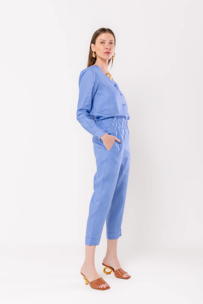 Hidrogênio - CALÇA CENOURA POLIANA LINHO 100% PACIFIC - 19886581