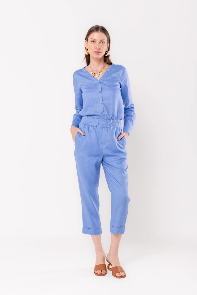 Hidrogênio - CALÇA CENOURA POLIANA LINHO 100% PACIFIC - 19886581