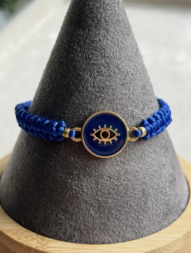 Mikabe - Pulseira Olho Grego Cetim Macrame Azul - MK2054