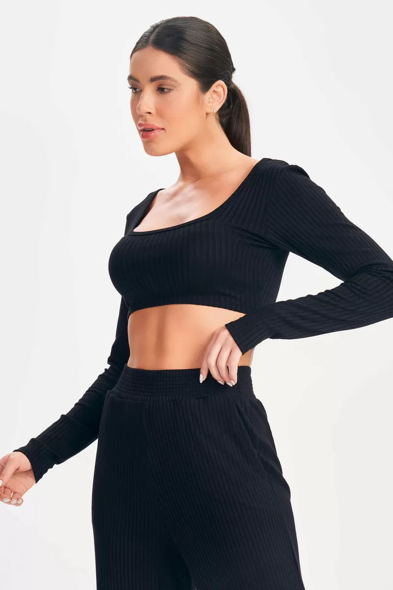 Lets Gym - Black Sweetie Crop Top - 2630PT