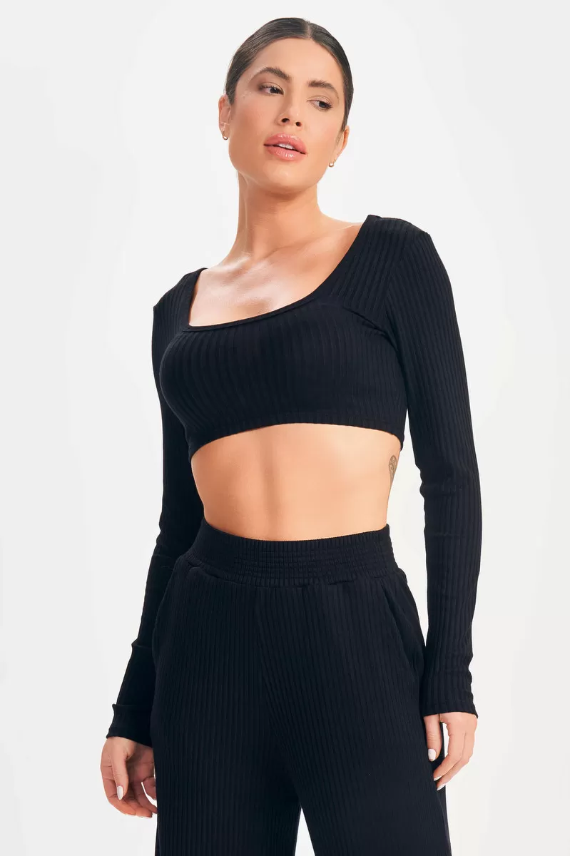 Lets Gym - Black Sweetie Crop Top - 2630PT