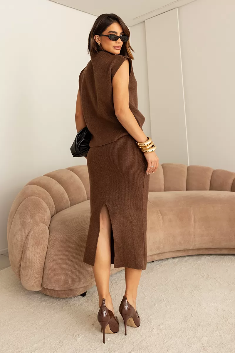 Dot Clothing - Dot Clothing Tricot Midi Brown Set - T196MARROM