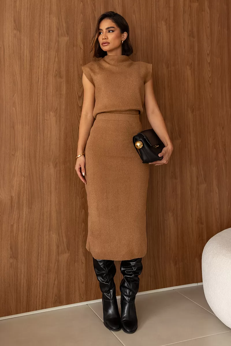 Dot Clothing - Set Dot Clothing Tricot Midi Caramelo - T196CARAMELO