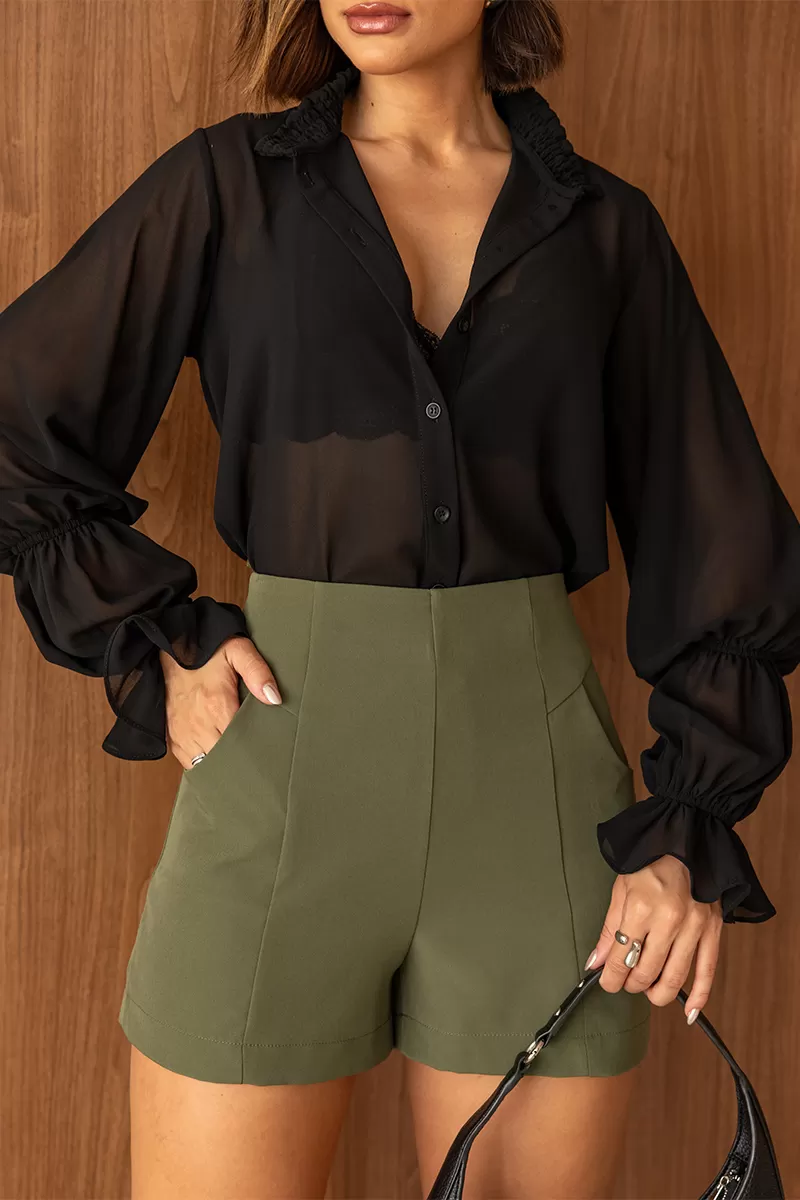 Dot Clothing - Shorts Alfaiataria Dot Clothing Verde Militar - 2745VERDE