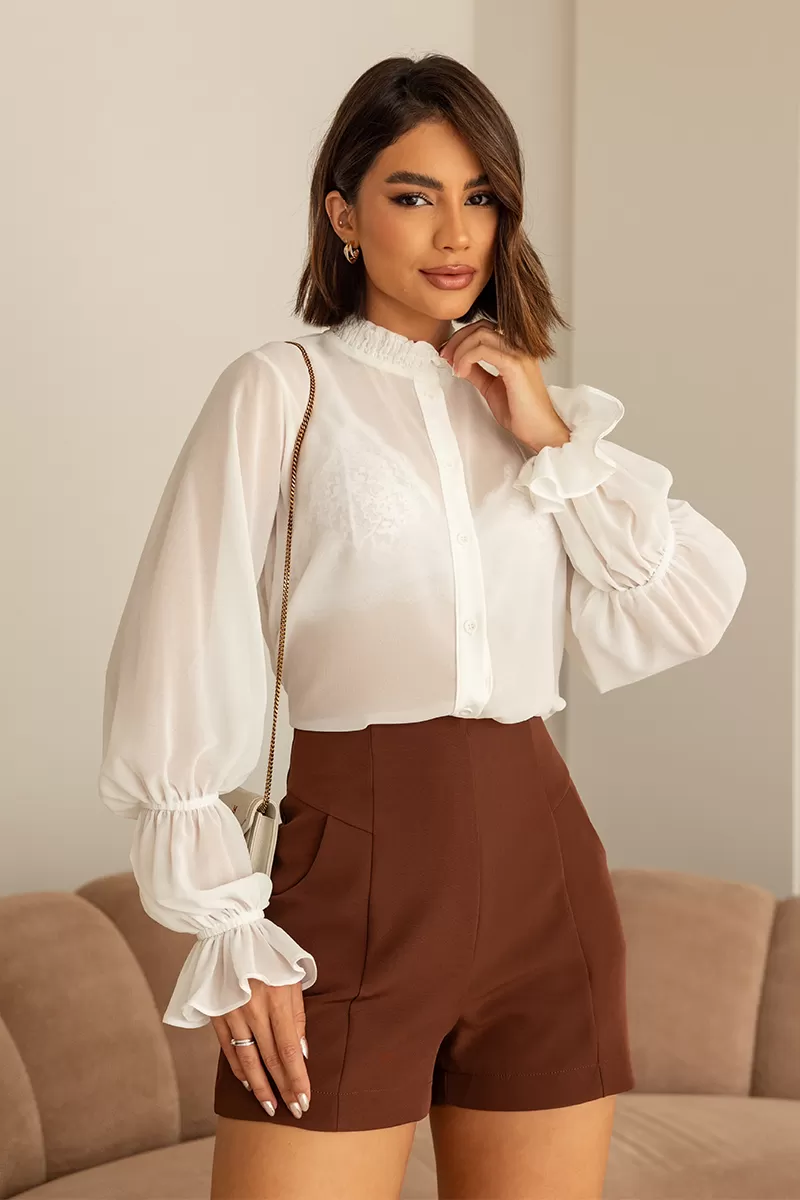Dot Clothing - Dot Clothing Chiffon Off White Shirt - 2713OFF