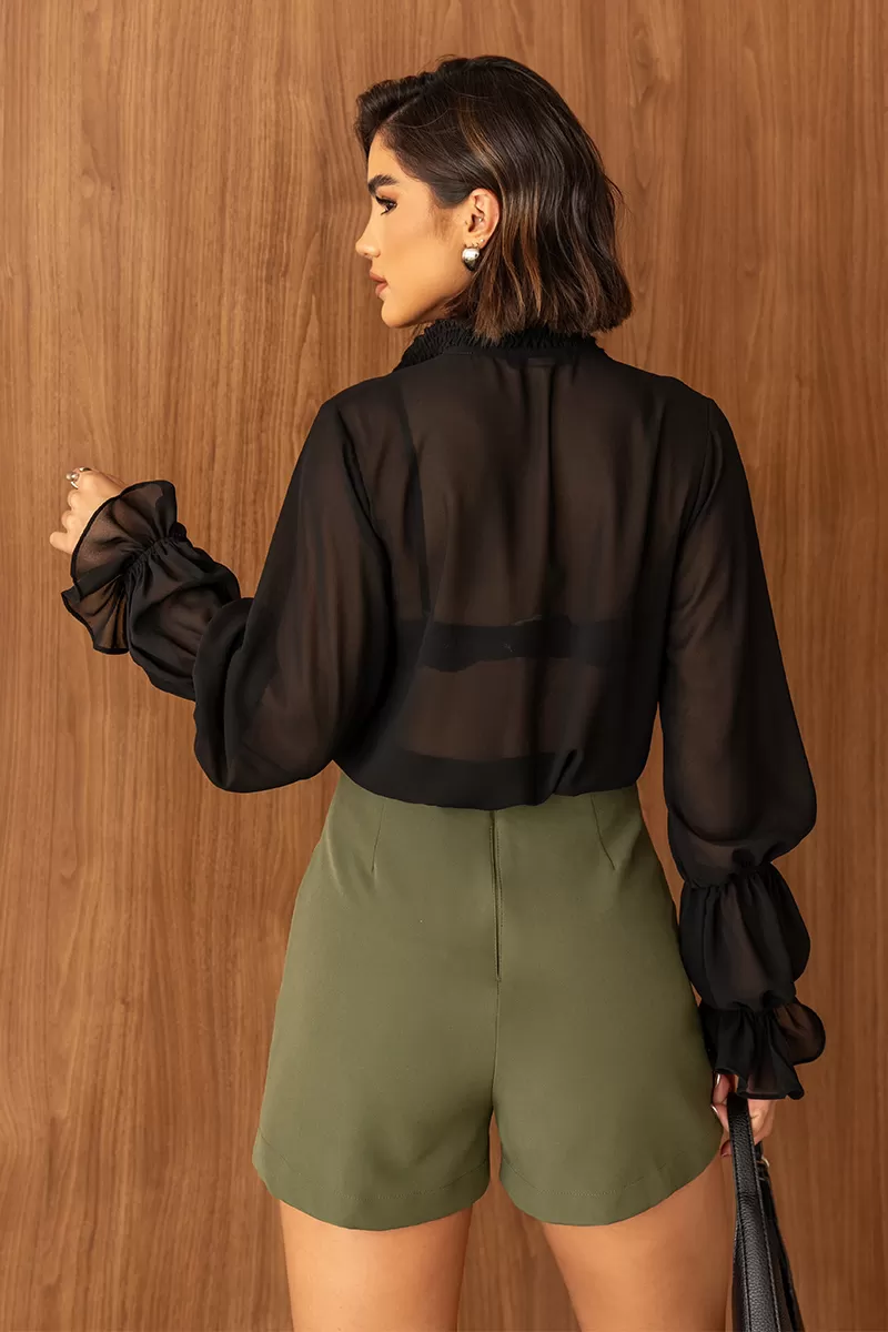 Dot Clothing - Dot Clothing Chiffon Black Shirt - 2713PRETO