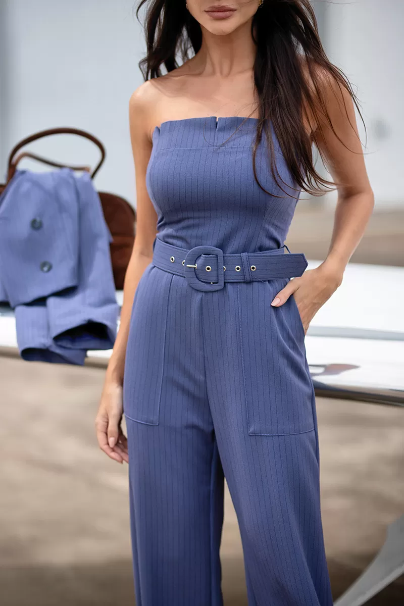 Dot Clothing - Jumpsuit Dot Clothing TQC Blue Pinstripe - 2723AZUL
