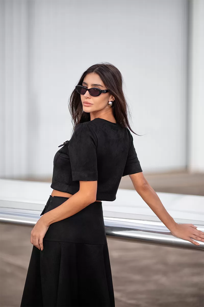 Dot Clothing - Set Dot Clothing Skirt Midi Suede Black - 2751PRETO