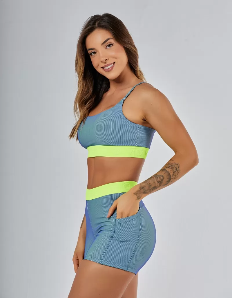 Vestem - Conjunto Shorts e Top Elastico Personalizado Marinho e Menta - CJ228.PE.C0459