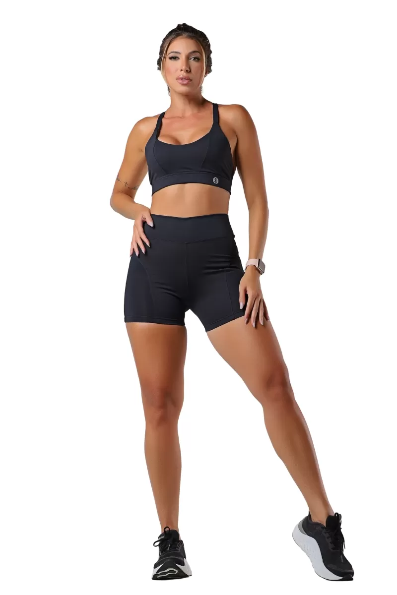 Garotafit - Conjunto Shorts Spoony Preto - SCJ138A