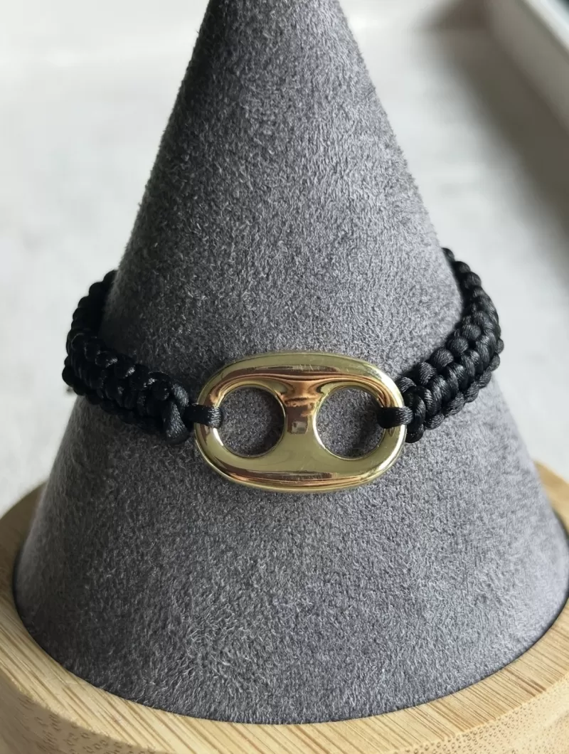 Mikabe - Pulseira Lacre Macrame Preta - MK2057