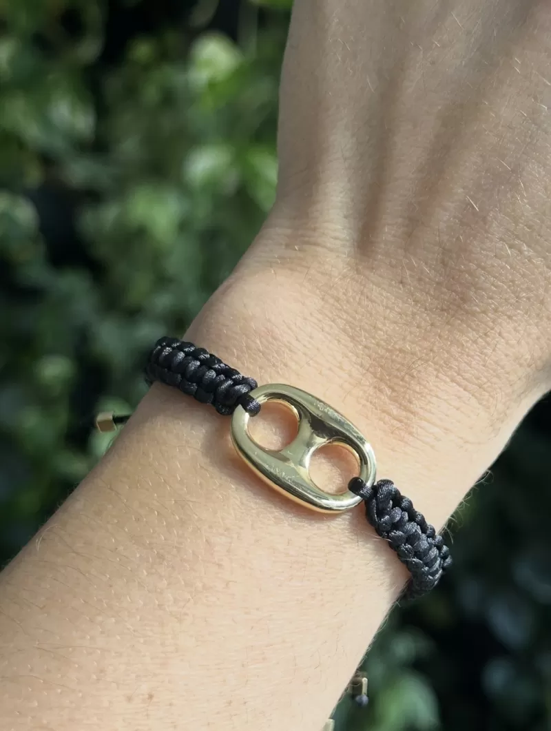 Mikabe - Pulseira Lacre Macrame Preta - MK2057