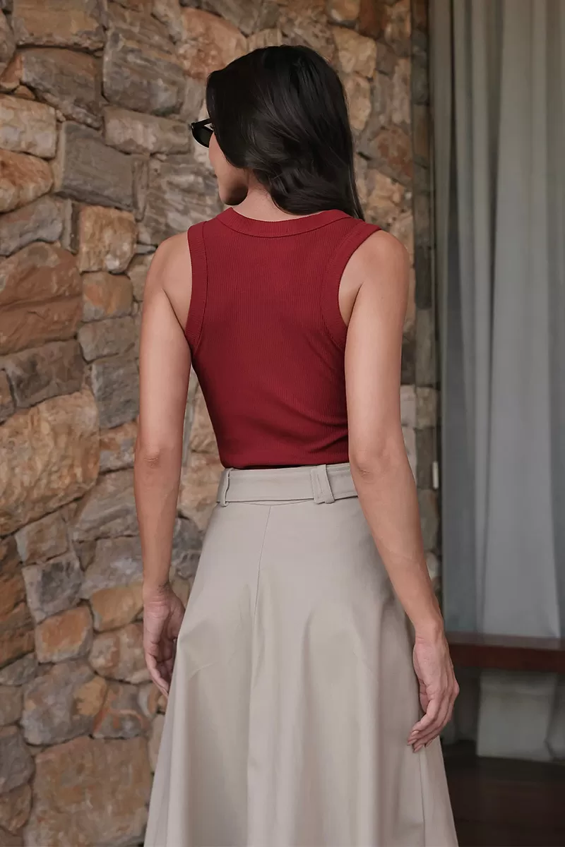 Dot Clothing - Saia Longa Dot Clothing Sarja Caqui - 2744CAQUI