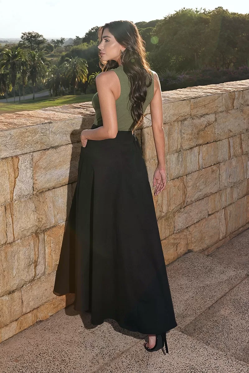 Dot Clothing - Saia Longa Dot Clothing Sarja Preto - 2744PRETO