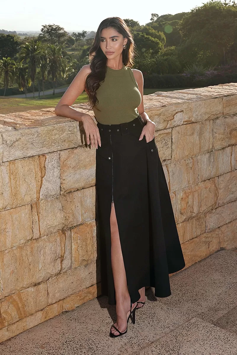 Dot Clothing - Saia Longa Dot Clothing Sarja Preto - 2744PRETO