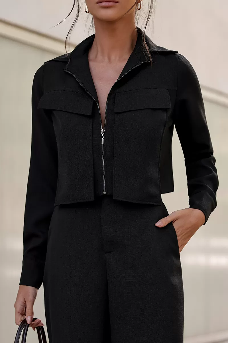 Dot Clothing - Set Dot Clothing Pants Shirt Zipper Black - 2755PRETO