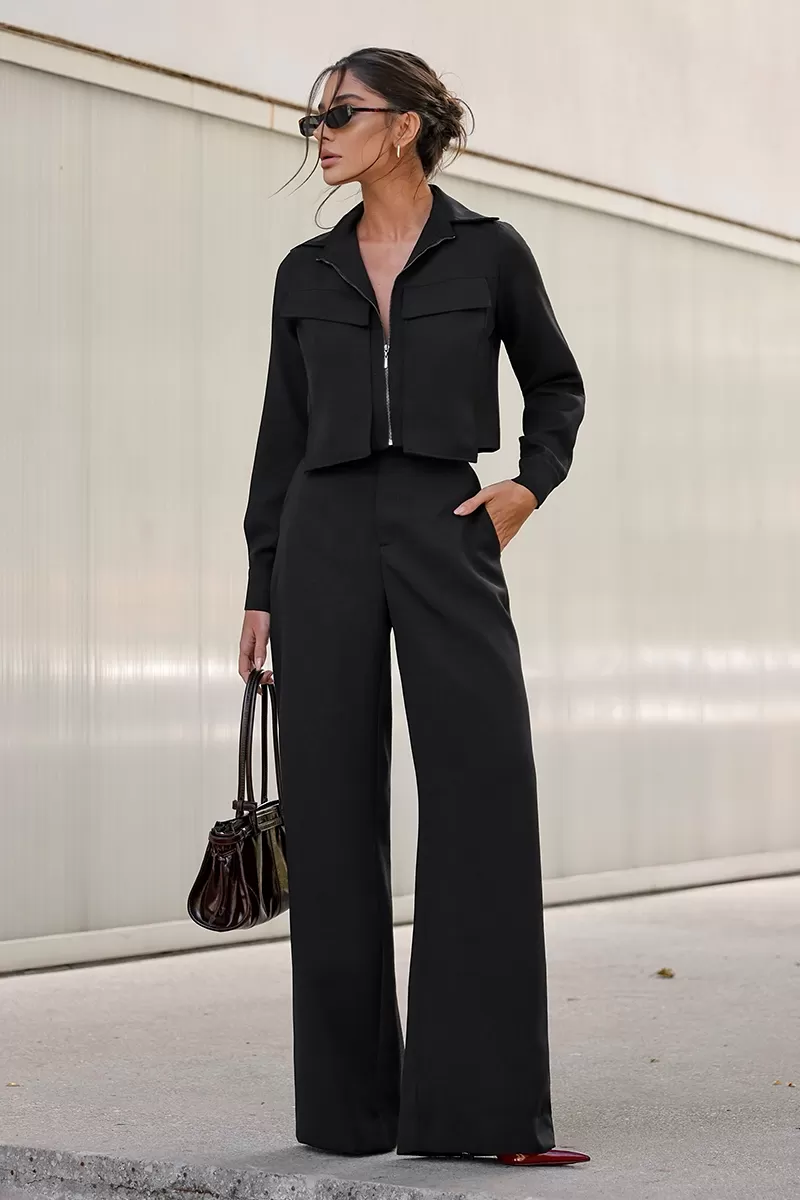 Dot Clothing - Set Dot Clothing Pants Shirt Zipper Black - 2755PRETO