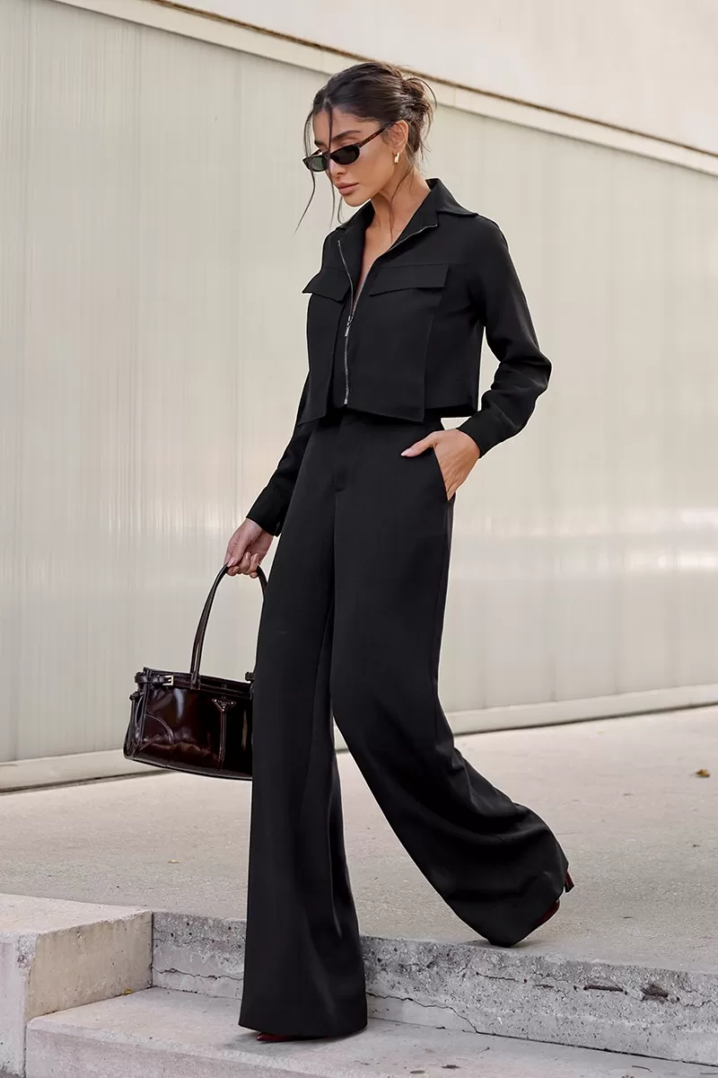 Dot Clothing - Set Dot Clothing Pants Shirt Zipper Black - 2755PRETO