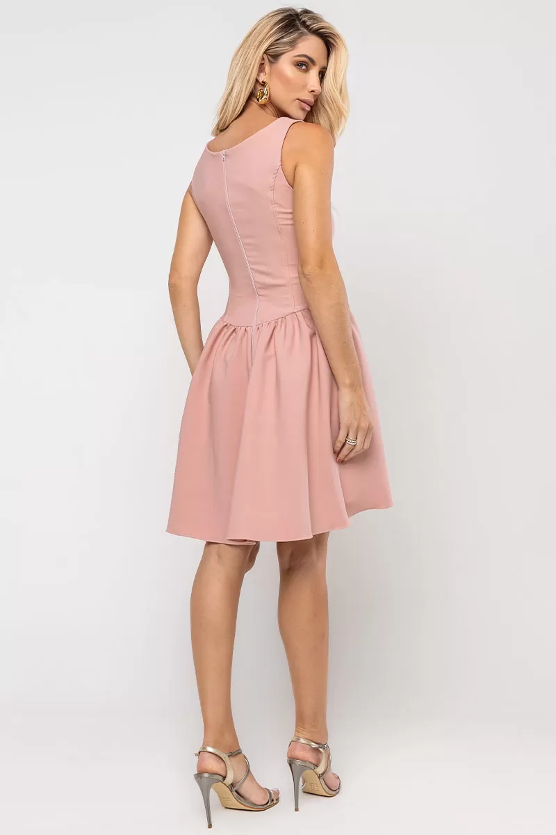 Miss Misses - Vestido Filipa C/Pregas C/Ziper Rose - 54581031