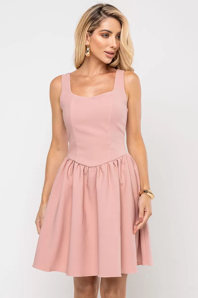 Miss Misses - Vestido Filipa C/Pregas C/Ziper Rose - 54581031