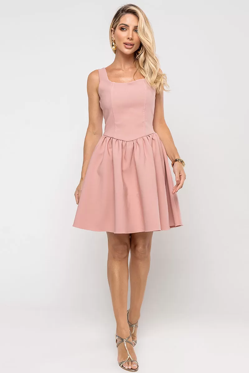 Miss Misses - Vestido Filipa C/Pregas C/Ziper Rose - 54581031