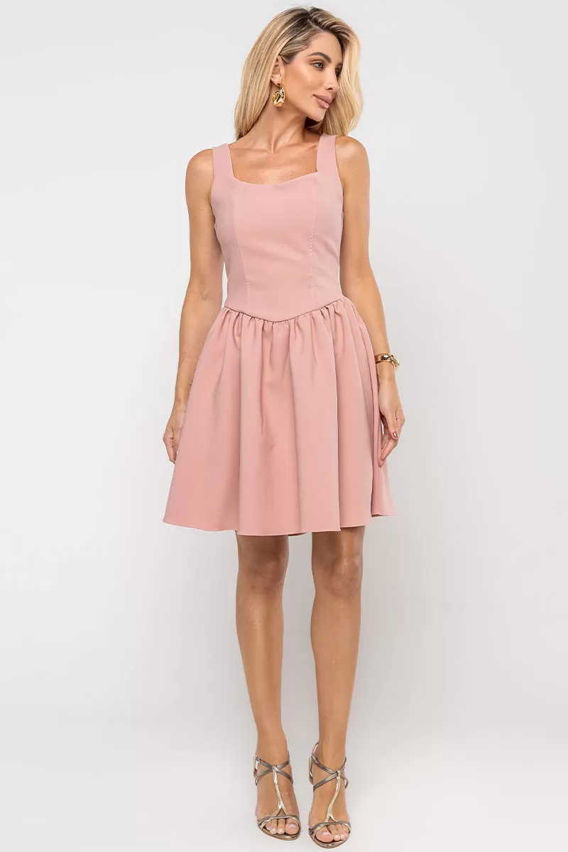 Miss Misses - Vestido Filipa C/Pregas C/Ziper Rose - 54581031