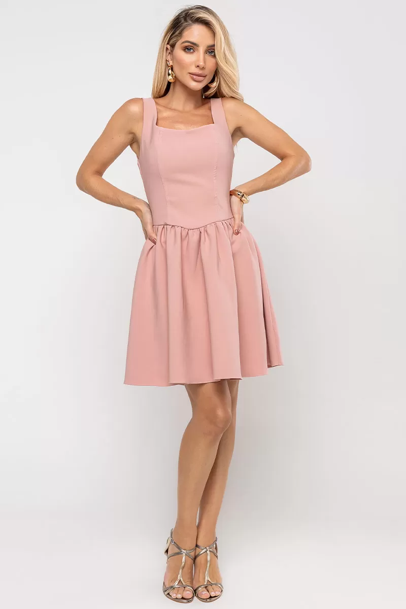 Miss Misses - Vestido Filipa C/Pregas C/Ziper Rose - 54581031