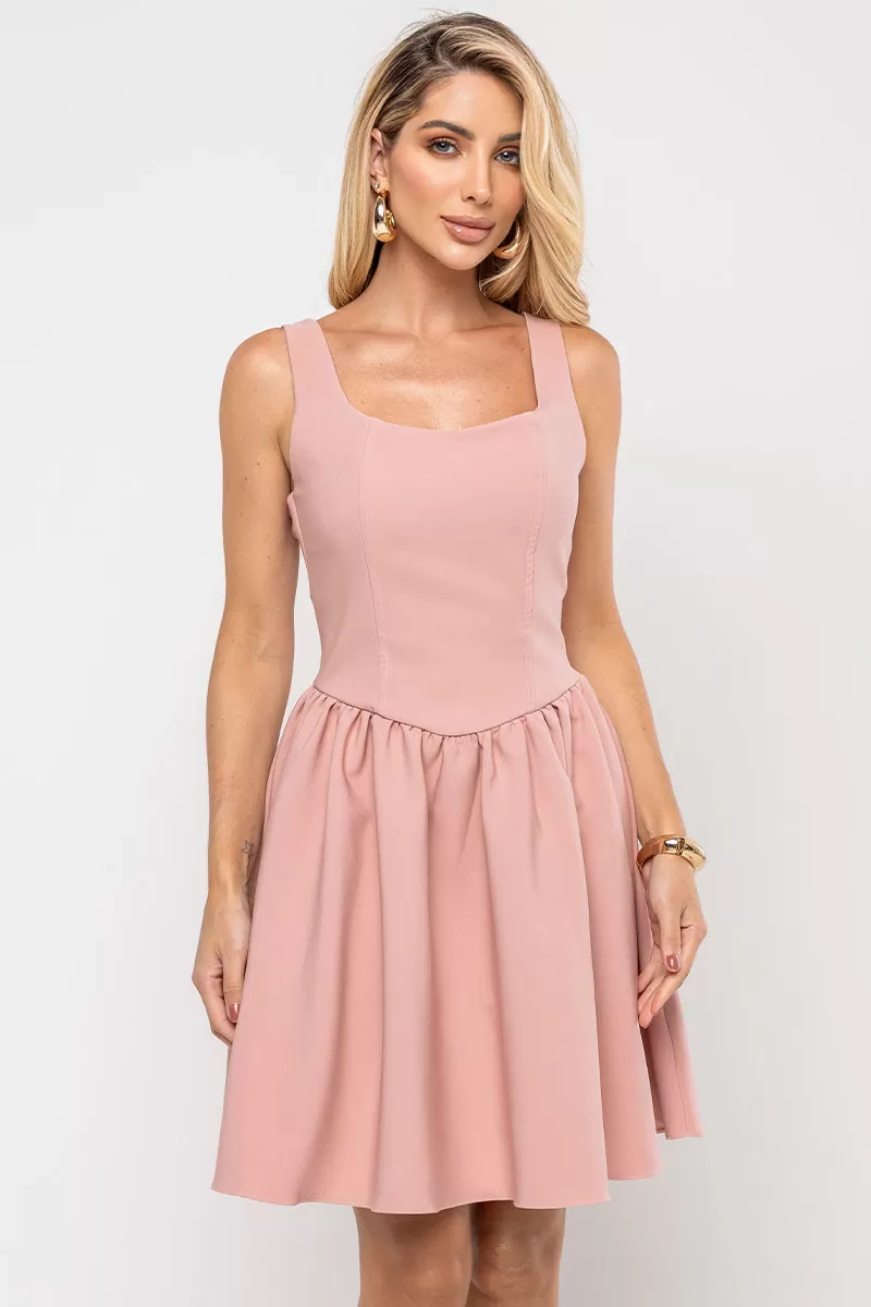 Miss Misses - Filipa Dress with Pleats and Zipper in Pink - 54581031