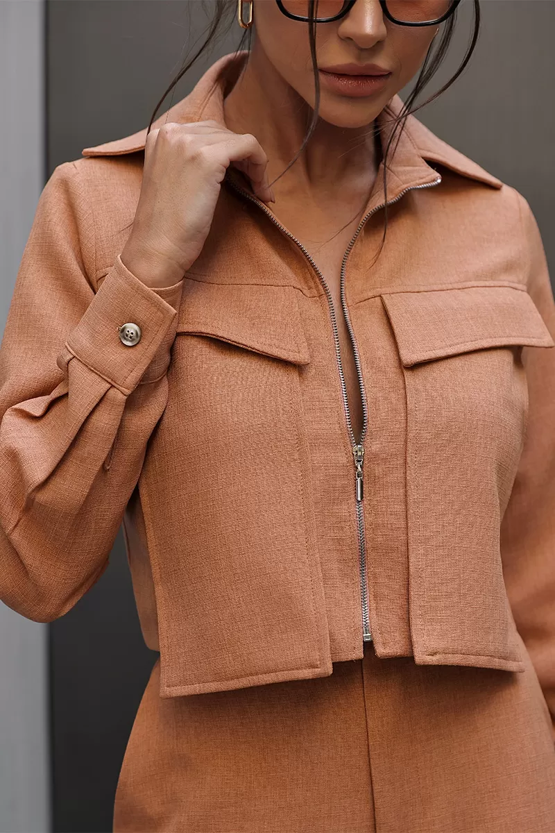 Dot Clothing - Set Dot Clothing Pantalona Shirt Zipper Camel - 2755CAMEL