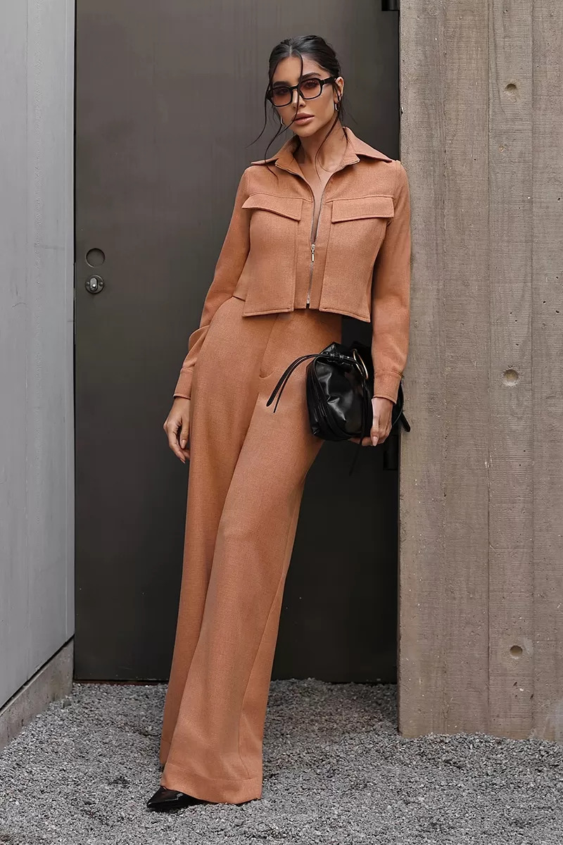 Dot Clothing - Set Dot Clothing Pantalona Shirt Zipper Camel - 2755CAMEL