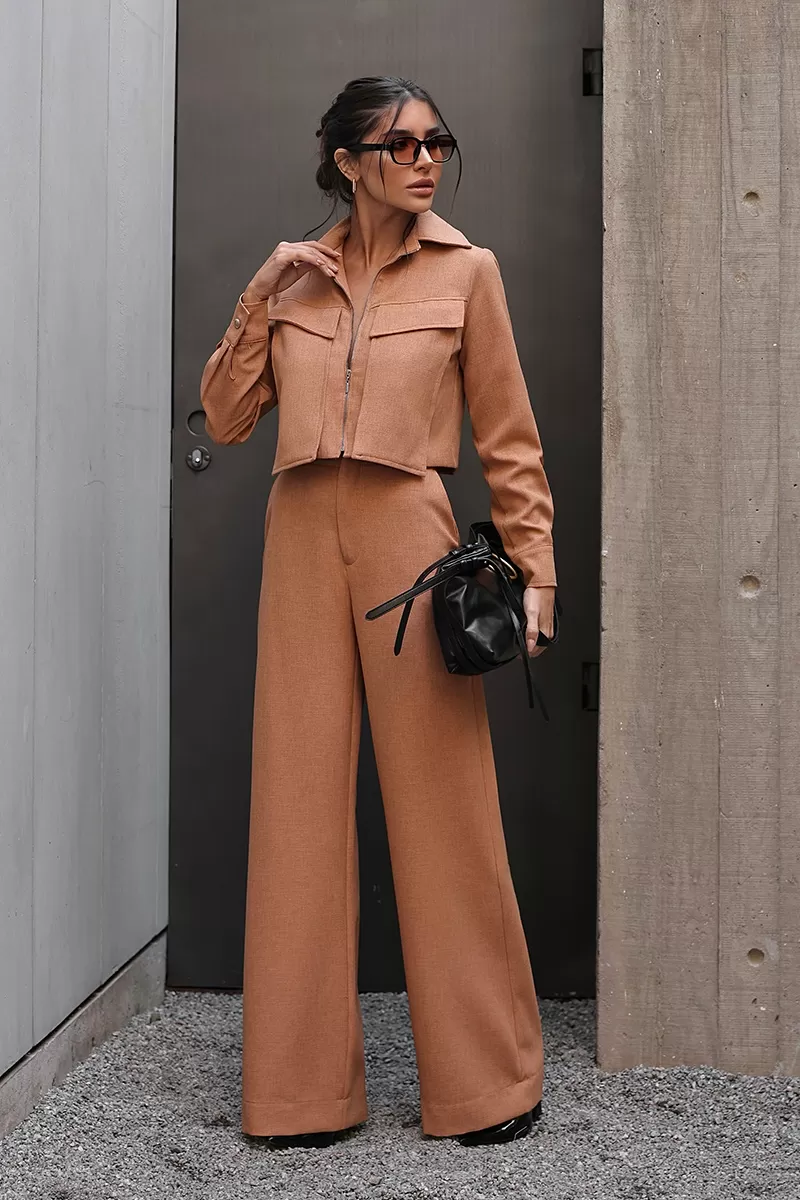 Dot Clothing - Set Dot Clothing Pantalona Shirt Zipper Camel - 2755CAMEL